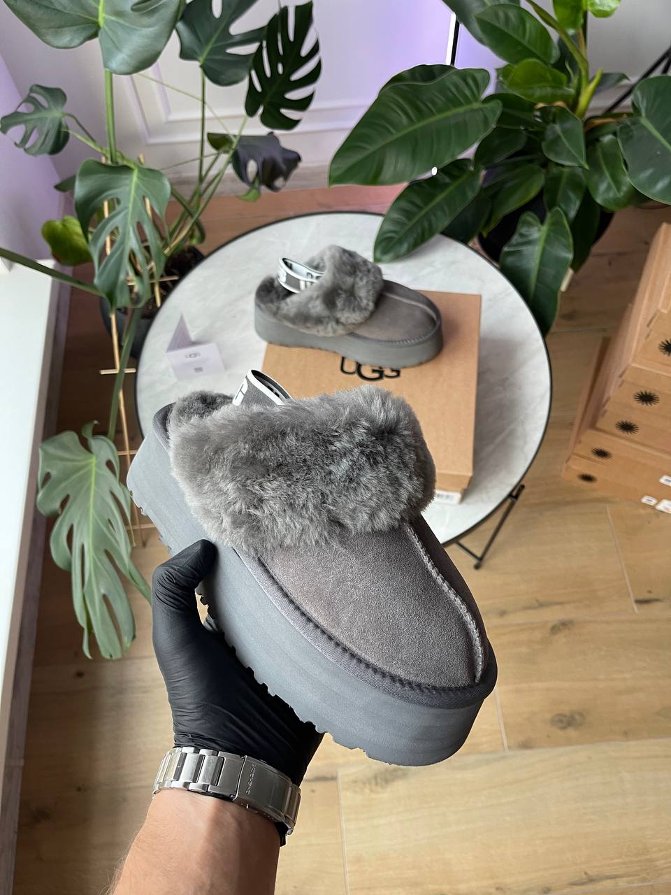 Ugg AustraliaFunkette Κλειστές Γυναικείες Παντόφλες γκρι